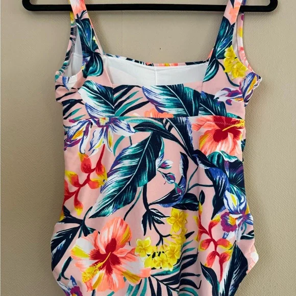 Old Navy Square Neck Pink and Yellow Floral One Piece Swimsuit - Picture 6 of 10